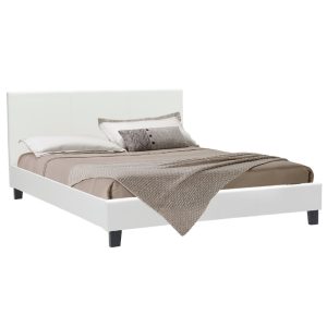 Κρεβάτι Nevil pakoworld 150x200 PU χρώμα λευκό ματ