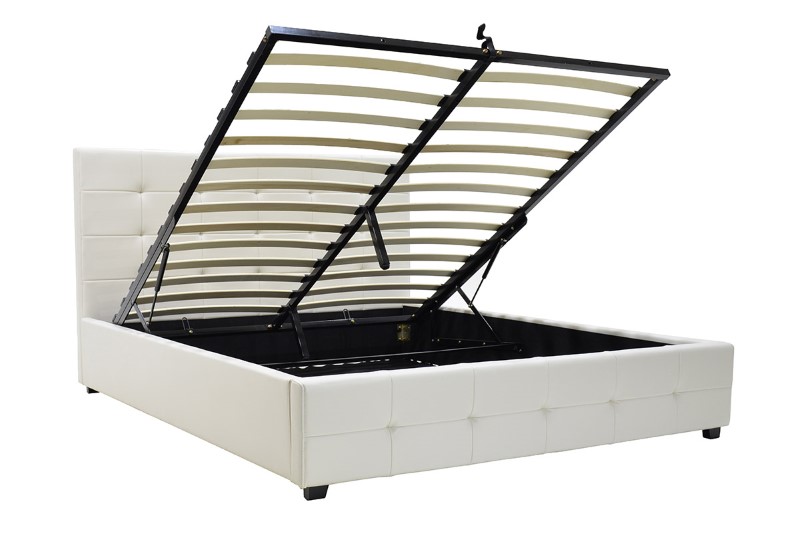 Κρεβάτι Roi pakoworld 160x200 PU λευκό ματ + αποθηκευτικό χώρο - Image 2
