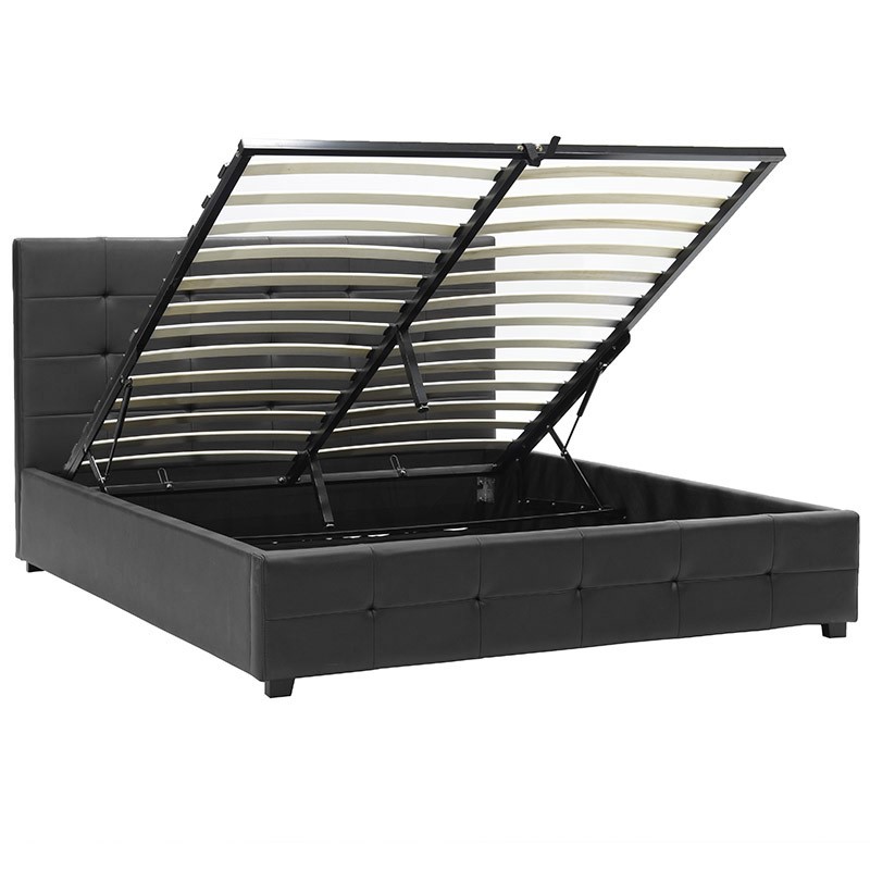 Κρεβάτι Roi pakoworld 160x200 PU μαύρο ματ + αποθηκευτικό χώρο - Image 2