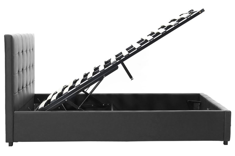 Κρεβάτι Roi pakoworld 160x200 PU μαύρο ματ + αποθηκευτικό χώρο - Image 5