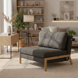 Πολυθρόνα-κρεβάτι Fancy pakoworld με ύφασμα ανθρακί 95x98x70εκ