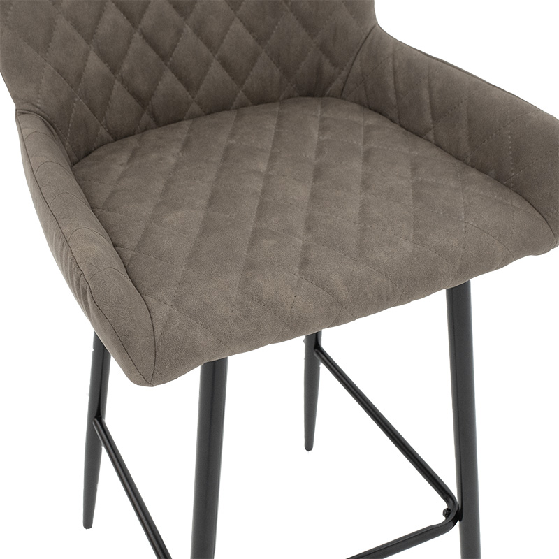 Σκαμπό bar Delicacy pakoworld μεταλλικό μαύρο-ύφασμα antique γκρι-καφέ antique - Image 6