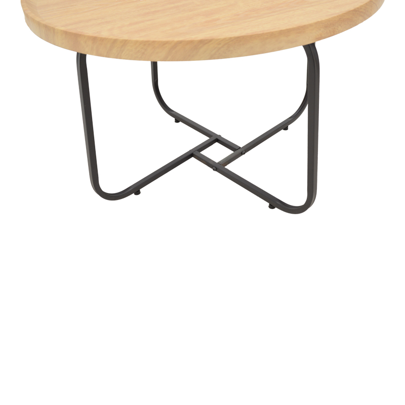 Tραπέζια σαλονιού Crismory pakoworld σετ 2τεμ MDF σε φυσική απόχρωση και μαύρα μεταλλικά πόδια - Image 4