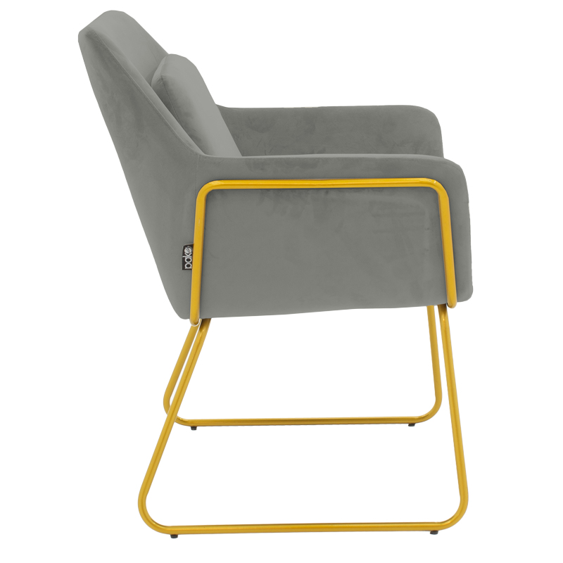 Πολυθρόνα Mira pakoworld βελούδο γκρι-χρυσό 65x69x86εκ - Image 2