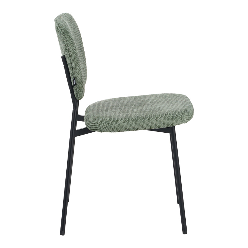 Καρέκλα Cathair pakoworld μπουκλέ ύφασμα σε λαδί απόχρωση με μαύρα μεταλλικά πόδια 48x53x82εκ - Image 2