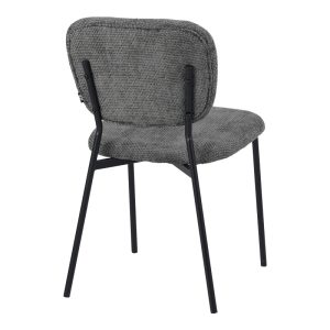 Καρέκλα Cathair pakoworld μπουκλέ ύφασμα σε γκρι απόχρωση με μαύρα μεταλλικά πόδια 48x53x82εκ