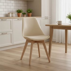 Καρέκλα Gaston pakoworld PP-PU taupe απόχρωση- φυσικό πόδι 43x51x75εκ