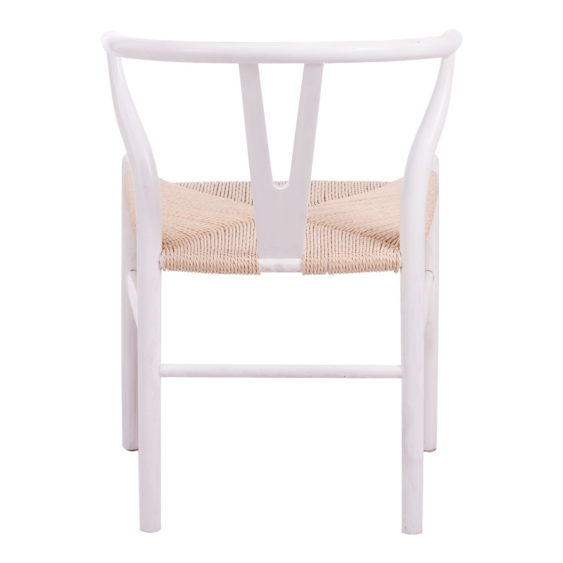 Καρέκλα Wishbone pakoworld rubberwood-σχοινί σε λευκή απόχρωση 53.5x57x74εκ - Image 5