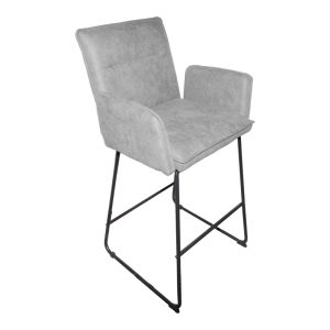 Σκαμπό μπαρ Essential pakoworld ύφασμα γκρι-πόδι μαύρο μεταλλικό 57x64.5x107εκ