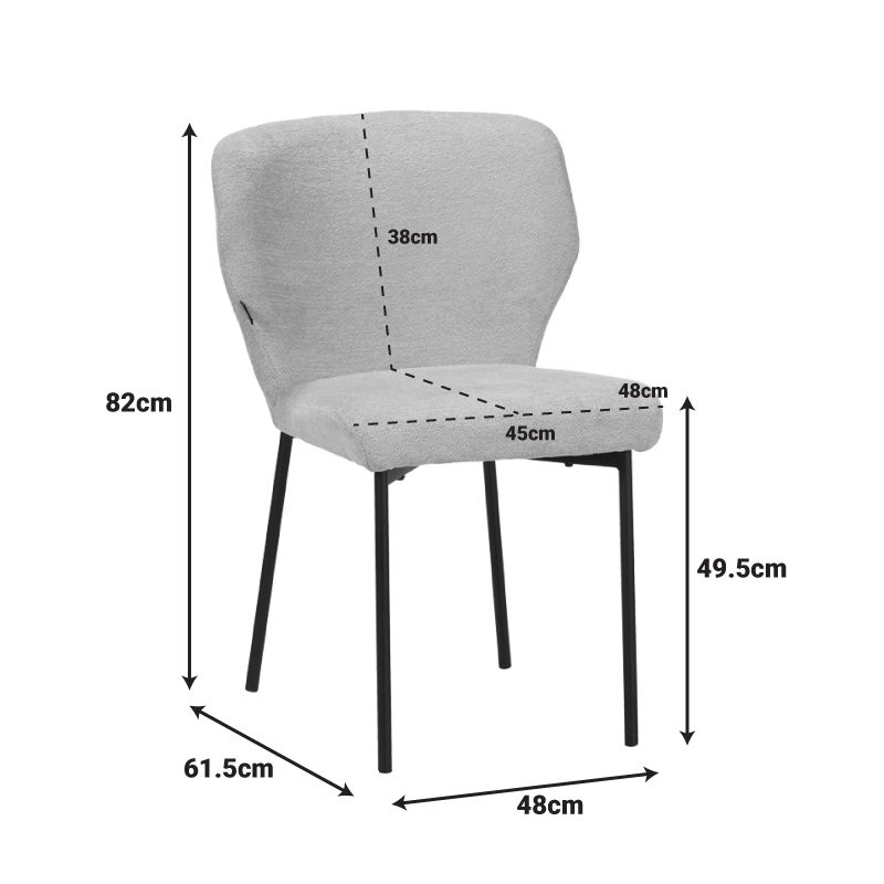 Καρέκλα Mavier pakoworld γκρι μπεζ ύφασμα με πόδια μαύρο μεταλλικό 48x61.5x82εκ - Image 5
