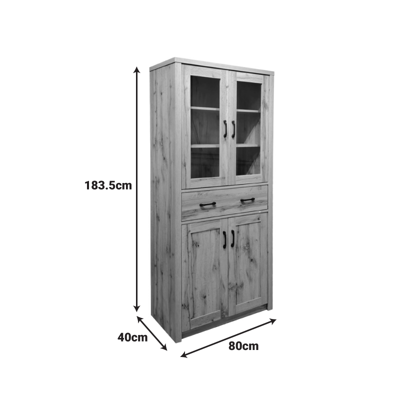 Βιτρίνα-ντουλάπα Nisso pakoworld σε oak απόχρωση 80x40x183.5εκ - Image 4