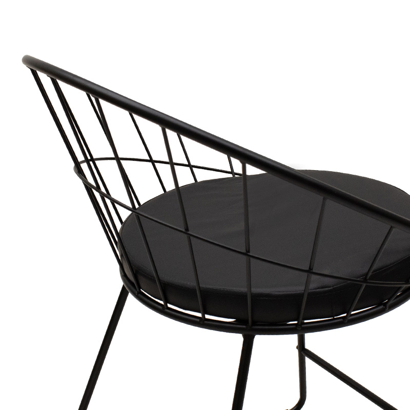 Καρέκλα Seth pakoworld μέταλλο μαύρο-μαξιλάρι PVC μαύρο - Image 4