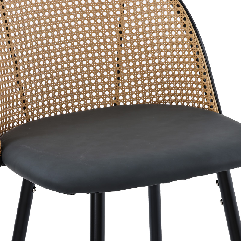 Σκαμπό μπαρ Kace pakoworld pe rattan φυσικό-ανθρακί pu-μαύρο μέταλλο 43x55x102εκ - Image 6