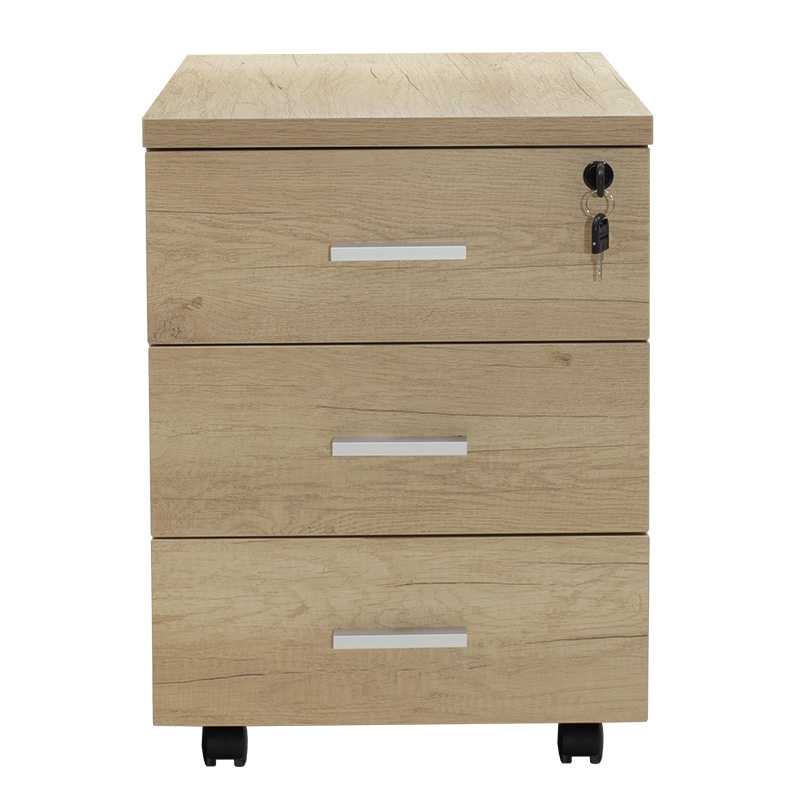 Συρταριέρα τροχήλατη Lotus pakoworld 3ων συρταριών φυσικό-ανθρακί χρώμα 40x47x55εκ - Image 3