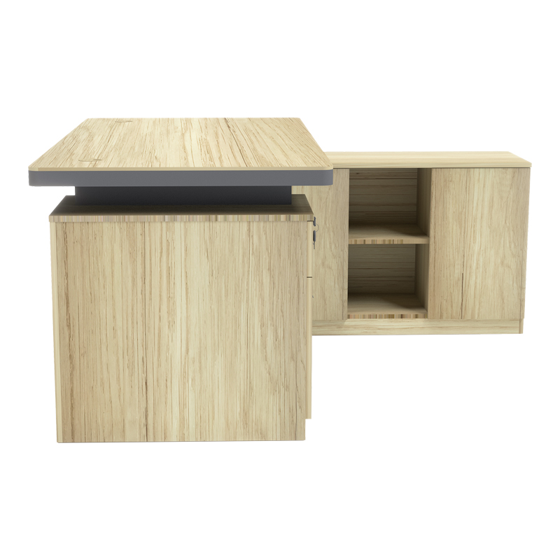 Γραφείο επαγγελματικό Lotus pakoworld με δεξιά γωνία σε φυσική-ανθρακί απόχρωση 200x160x76εκ - Image 3