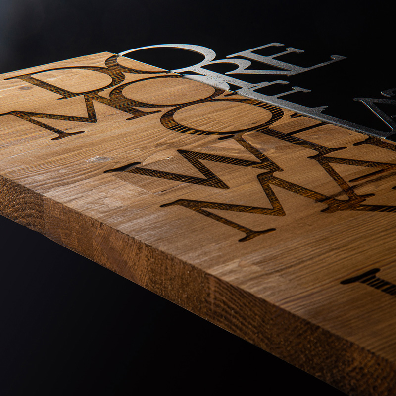 Διακοσμητικό τοίχου Haper pakoworld ξύλο πεύκου σε φυσική απόχρωση με μαύρο μέταλλο 42x3x58εκ - Image 2