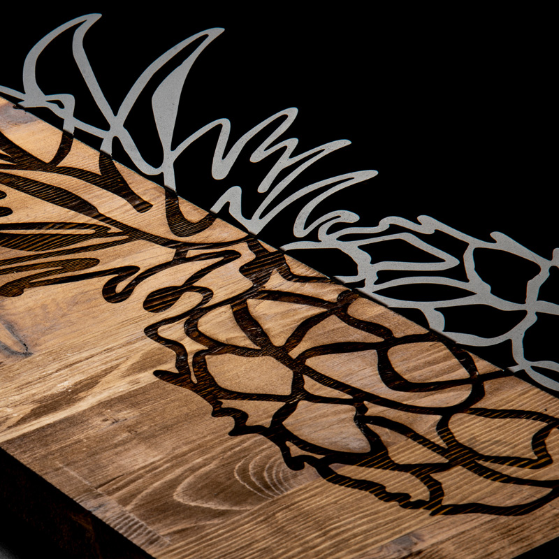 Διακοσμητικό τοίχου Pinable pakoworld ξύλο πεύκου σε φυσική απόχρωση με μαύρο μέταλλο 42x3x58εκ - Image 2