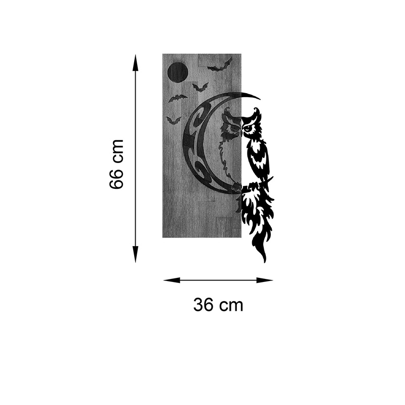Διακοσμητικό τοίχου Owle pakoworld ξύλο πεύκου σε φυσική απόχρωση με μαύρο μέταλλο 36x3x66εκ - Image 2
