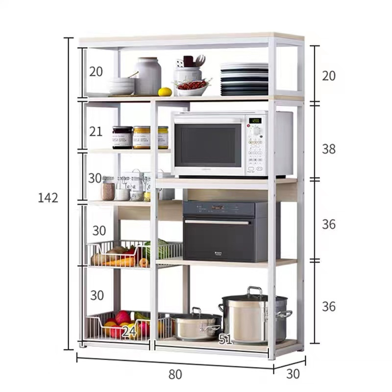 Ραφιέρα επιδαπέδια Leena pakoworld μέταλλο λευκό-φυσικό 80x30x142εκ - Image 2