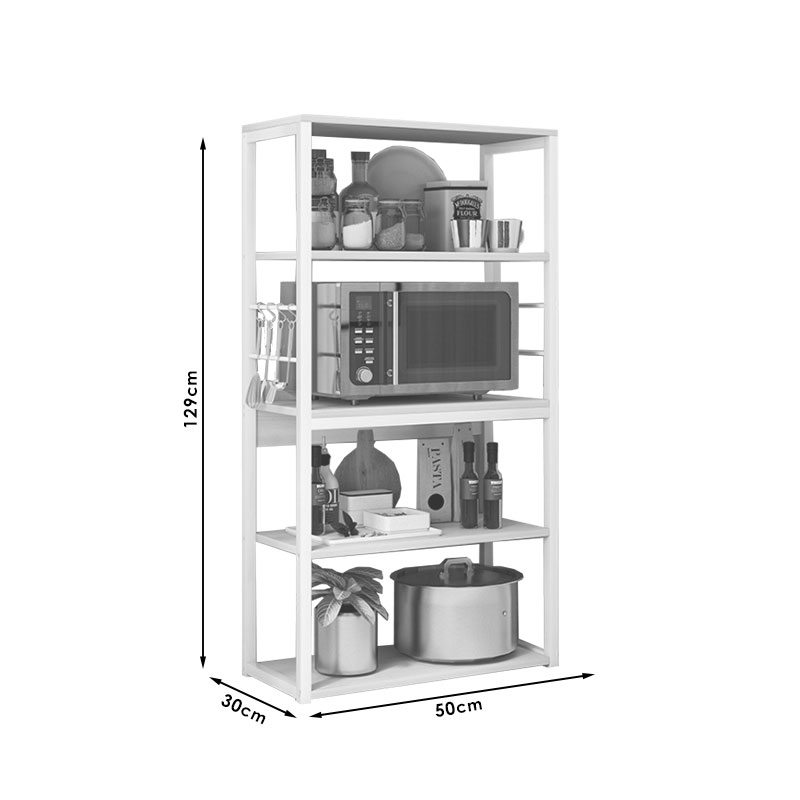 Ραφιέρα επιδαπέδια Tace pakoworld μέταλλο λευκό-φυσικό 50x30x129εκ - Image 2
