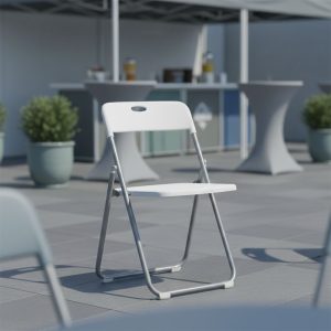 Καρέκλα πτυσσόμενη Daxton pakoworld PP λευκό-ασημί 49x46.5x73.5εκ