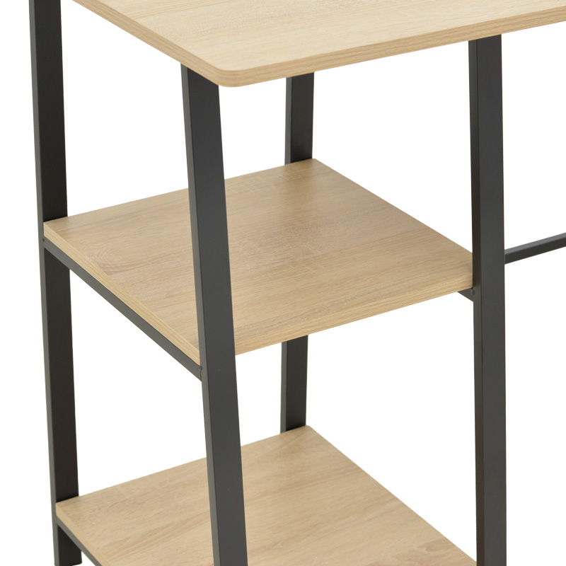 Γραφείο εργασίας Ferje pakoworld με ράφια mdf σε φυσική με μαύρη απόχρωση 100x48x75εκ - Image 4