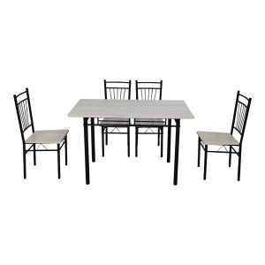 Τραπεζαρία Roza pakoworld σετ 5τμχ mdf sonoma με μεταλλικό μαύρο πόδι 110x60x75εκ