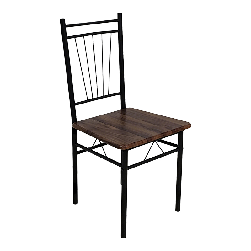 Τραπεζαρία Roza pakoworld σετ 5τμχ mdf καρυδί με μεταλλικό μαύρο πόδι 110x60x75εκ - Image 2