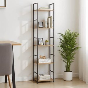 Βιβλιοθήκη Azuel pakoworld φυσικό-μαύρο μέταλλο 29x23.5x144εκ