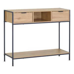 Κονσόλα Regando pakoworld σε oak απόχρωση με μαύρο μέταλλο 100x35x80εκ