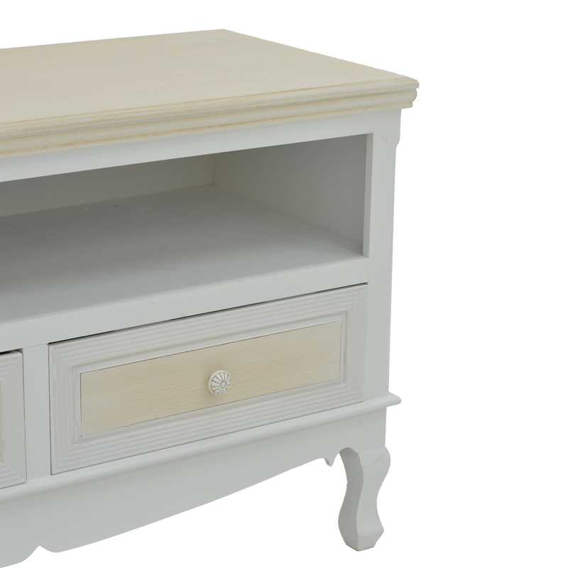 Έπιπλο τηλεόρασης Joliene Inart mdf σε λευκή αντικέ-φυσική απόχρωση 100x42x61εκ - Image 5