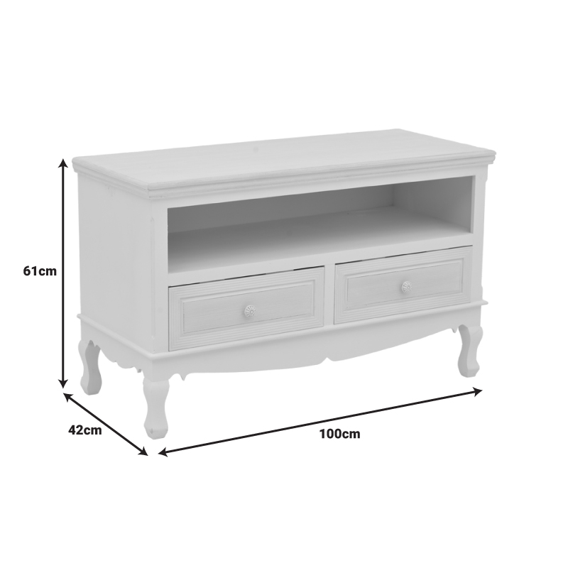 Έπιπλο τηλεόρασης Joliene Inart mdf σε λευκή αντικέ-φυσική απόχρωση 100x42x61εκ - Image 7