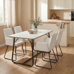 Τραπέζι Revello pakoworld sintered stone λευκό μαρμάρου-μαύρο 150x90x75εκ