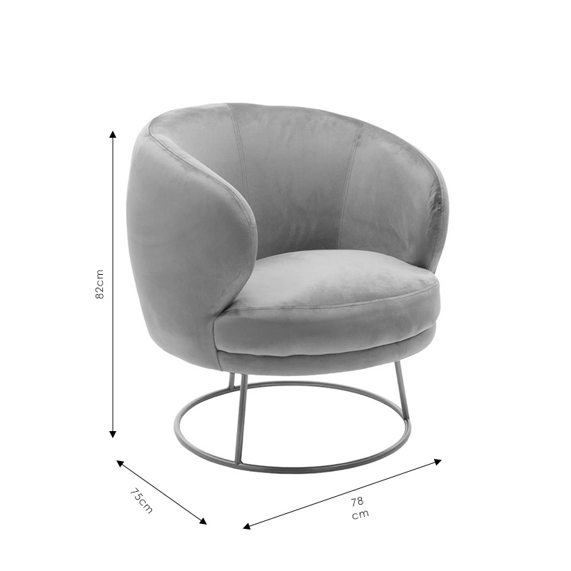 Πολυθρόνα Rony pakoworld βελούδο γκρι-χρυσό 78x75x82εκ - Image 6