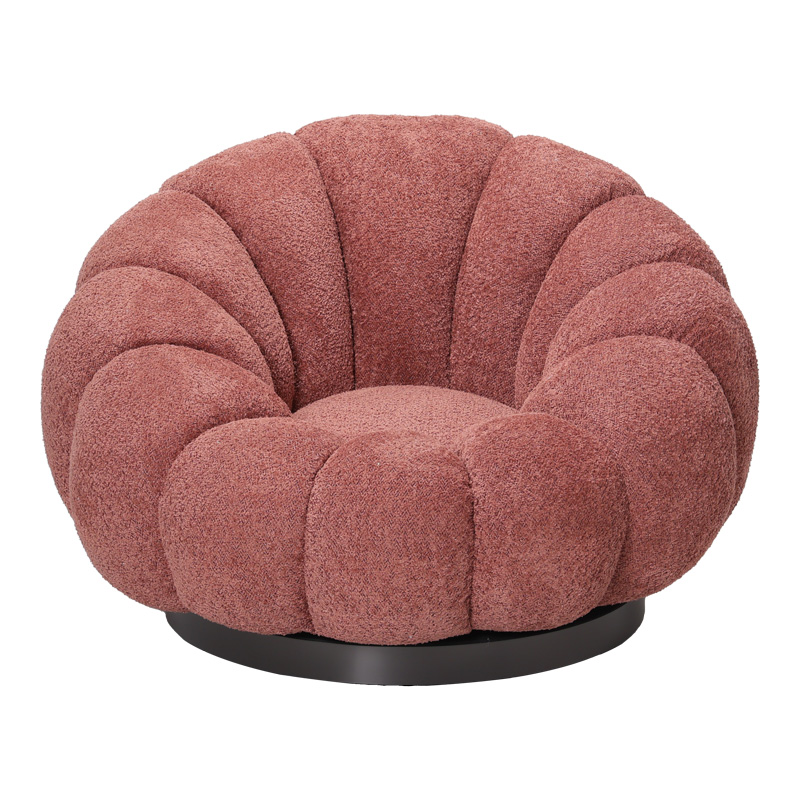 Πολυθρόνα περιστρεφόμενη Nester pakoworld μπουκλέ ύφασμα σε απόχρωση σάπιο μήλο 98x97x69εκ - Image 2