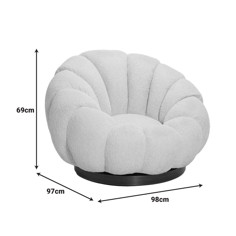 Πολυθρόνα περιστρεφόμενη Nester pakoworld μπουκλέ ύφασμα σε απόχρωση σάπιο μήλο 98x97x69εκ - Image 4