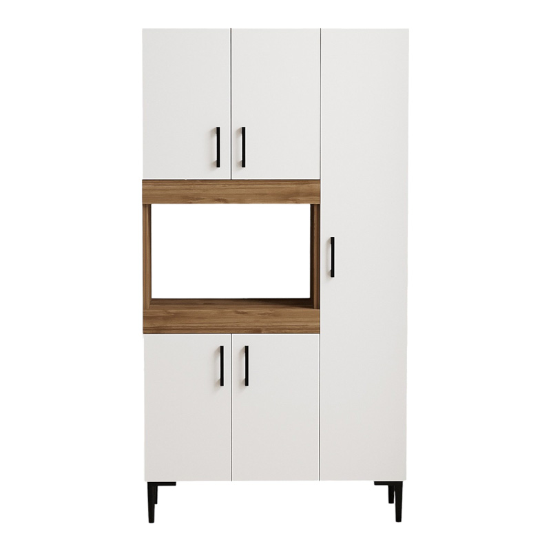 Ντουλάπα κουζίνας Defne pakoworld χρώμα λευκό-καρυδί 89x37.5x160εκ - Image 4