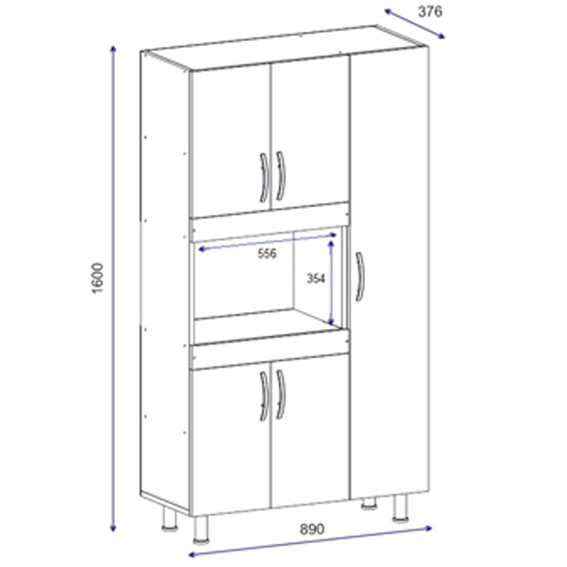 Ντουλάπα κουζίνας Defne pakoworld χρώμα λευκό-καρυδί 89x37.5x160εκ - Image 5