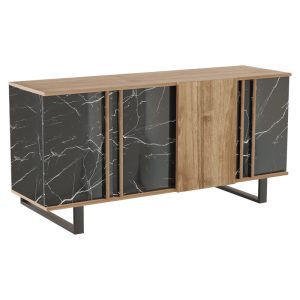 Μπουφές Amanda pakoworld καρυδί-μαύρο 160x40x78.5εκ