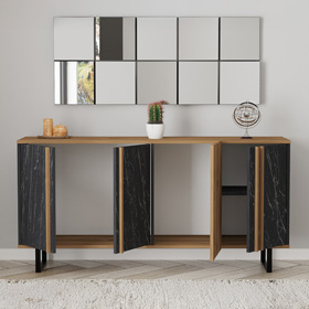 Μπουφές Amanda pakoworld καρυδί-μαύρο 160x40x78.5εκ - Image 2