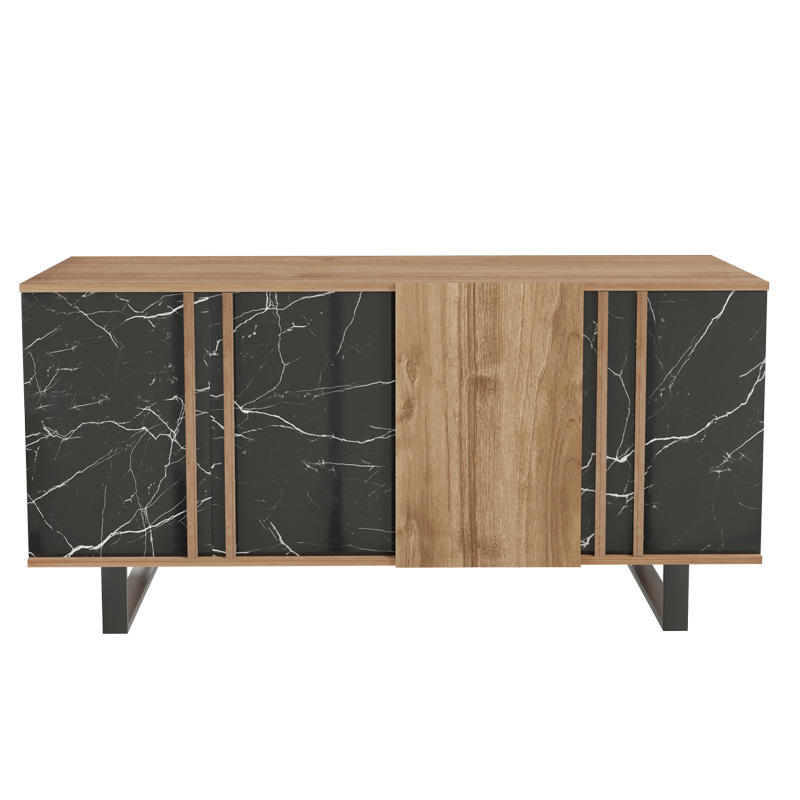 Μπουφές Amanda pakoworld καρυδί-μαύρο 160x40x78.5εκ - Image 3