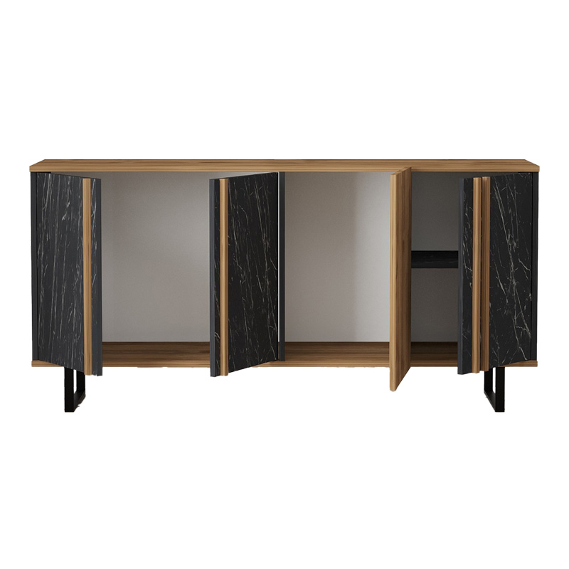 Μπουφές Amanda pakoworld καρυδί-μαύρο 160x40x78.5εκ - Image 4