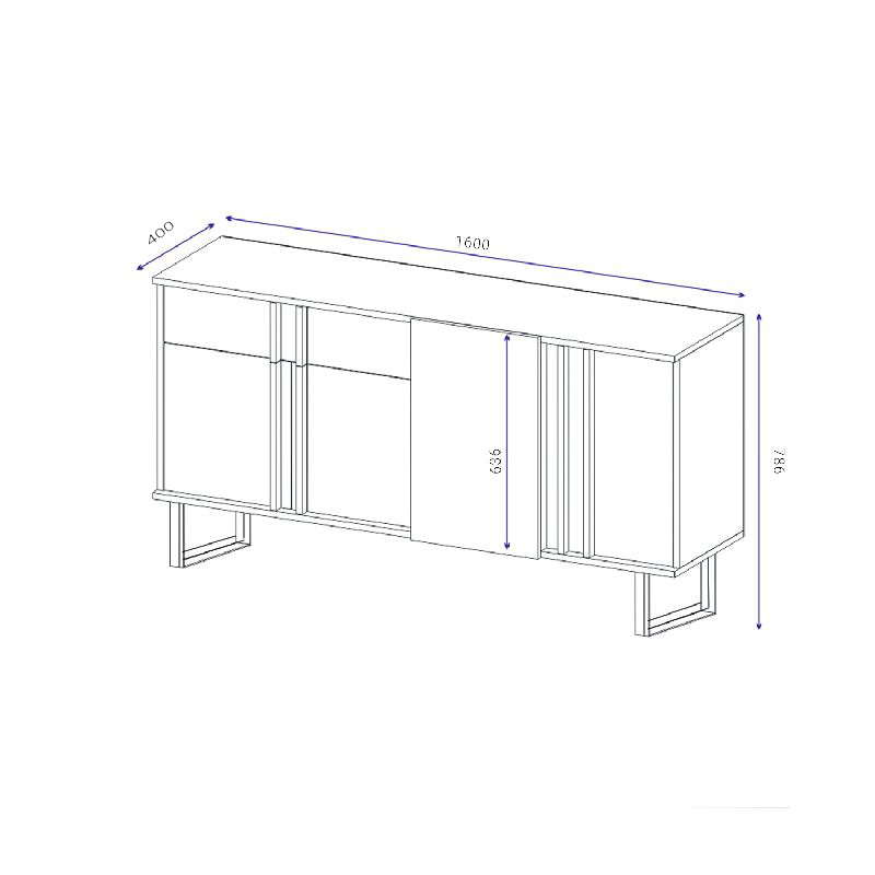 Μπουφές Amanda pakoworld καρυδί-μαύρο 160x40x78.5εκ - Image 5
