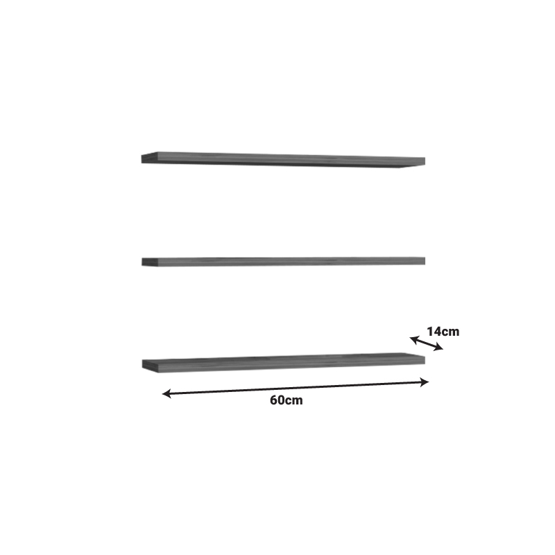 Ραφιέρα τοίχου Edna pakoworld μελαμίνη σε καρυδί απόχρωση 60x14.5x1.8εκ - Image 2