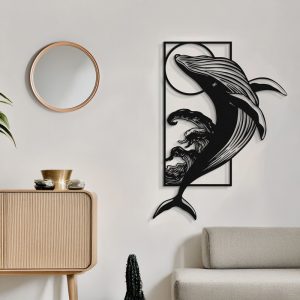 Διακοσμητικό τοίχου Whale pakooworld μαύρο μεταλλικό 38x0,15x50εκ