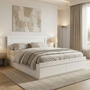 Κρεβάτι Olympus pakoworld με συρτάρι σε λευκή απόχρωση 160x200εκ