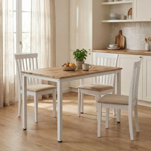 Τραπέζι Witte pakoworld MDF/Metal σε sonoma απόχρωση με λευκο πόδι 110x70x76εκ