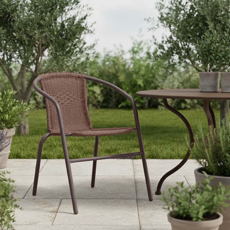 Πολυθρόνα Obbi pakoworld μέταλλο-pe καφέ 53x59x72εκ - Image 2