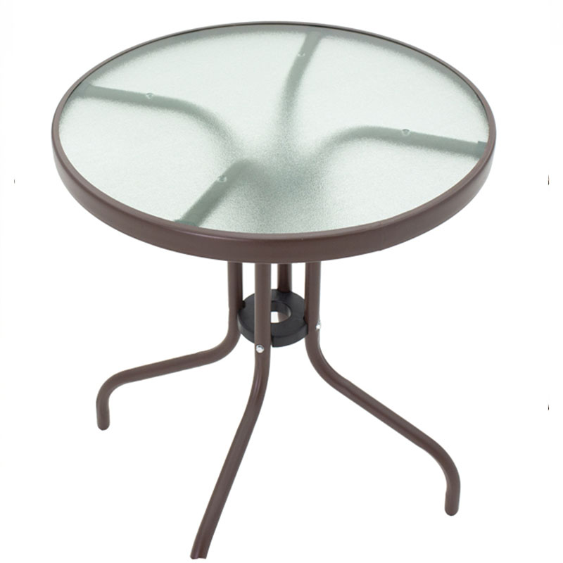 Tραπεζαρία Obbi-Watson pakoworld σετ 3τεμ καφέ μέταλλο-pe Φ60x70εκ - Image 4