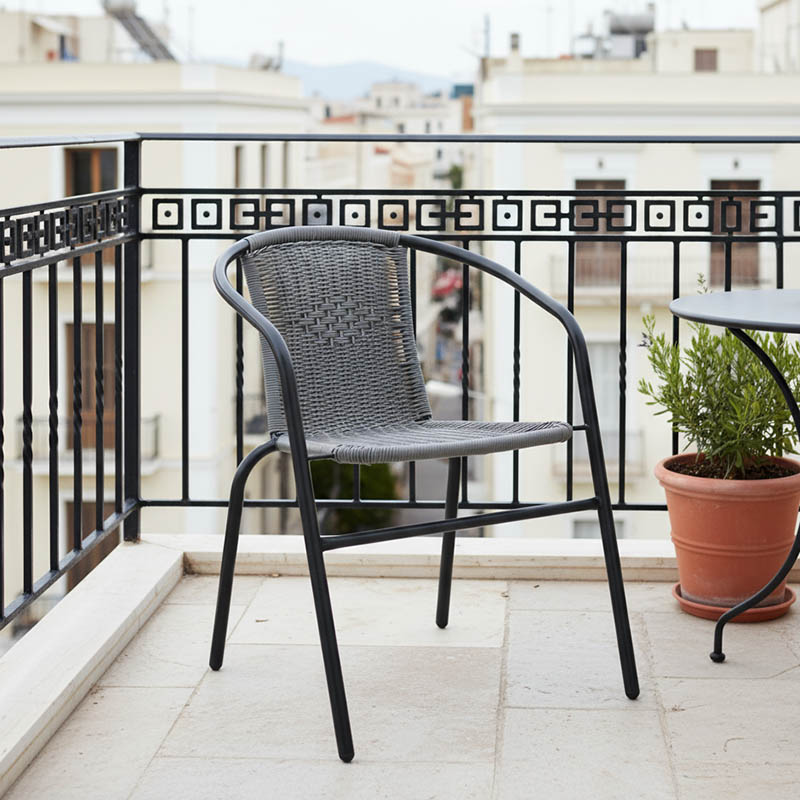 Πολυθρόνα Obbi pakoworld μαύρο μέταλλο-pe γκρι 53x59x72εκ - Image 2